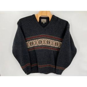 Legend Genuine Shetland Wool Made in USA Navy Blue men's Large Sweater